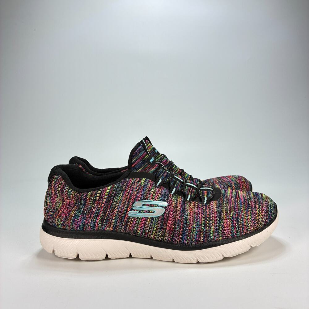 Skechers Summits Forever Glowing Black Multi Slip On Shoes 149939 Women's Sz 9.5